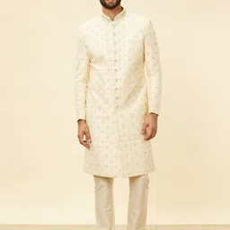 Manyavar Mandarin Collar Embroidered Sherwani Set-image-18