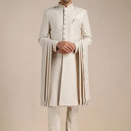 Manyavar Self Design Full Sleeve Sherwani Set-picture-19