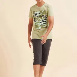 Sweet Dreams Boys Green & Grey Graphic Printed Night Suit-image-70