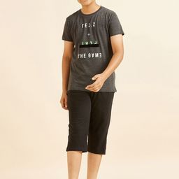 Sweet Dreams Boys Charcoal & Black Typography Printed Night Suit-image-17