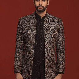 KALPRAAG Embroidered Mandarin Collar Jodhpuri Set-image-70