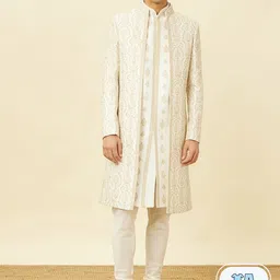 Manyavar Art silk Self-Design Sherwani with solid Pyjama-picture-18