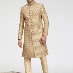 Manyavar Self-Design Art Silk Traditional Sherwani Set-image-41