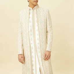 Manyavar Art silk Self-Design Sherwani with solid Pyjama image 4