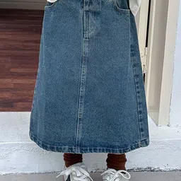 LULU & SKY Denim A-Line Maxi Skirt-image-42