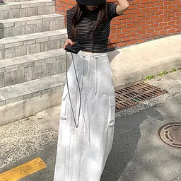 LULU & SKY Pure Cotton Straight Maxi Skirt-picture-17