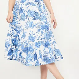 max Women Printed Pure Cotton Maxi Flared Skirt-image-98