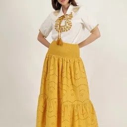 DRIRO Self Design Pure Cotton Maxi Skirt-picture-22