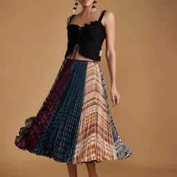VERB BY PALLAVI SINGHEE Geometric Printed Flared Midi A-Line Skirt-picture-0