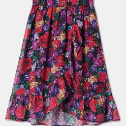 R&B Girls Floral Printed Gathered Or Pleated Flared Midi Skirt-picture-8