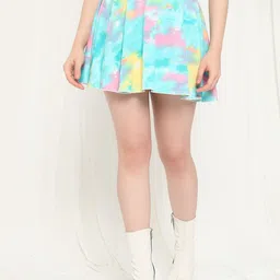 BAESD Printed Flared Mini Skirt-image-86