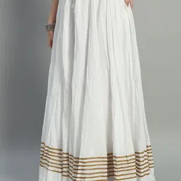 ZRI Women Striped Flared Pure Cotton Maxi Skirt-picture-15