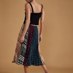 VERB BY PALLAVI SINGHEE Geometric Printed Flared Midi A-Line Skirt image 3