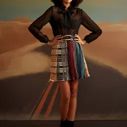 VERB BY PALLAVI SINGHEE Abstract Printed Mini A-Line Skirt image 4