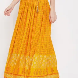 Clora Creation Printed Flared Maxi Drawstring No Slit Skirt image 5
