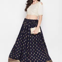 Clora Creation Ethnic Motifs Printed Flared Maxi Skirt image 4