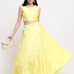 NEUDIS Women Yellow Embellished Flared Maxi Skirt-image-22