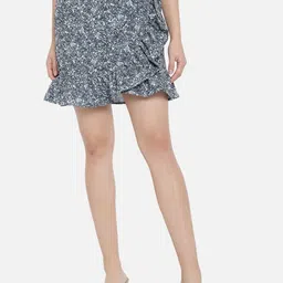 Trend Arrest Women Grey & Black Printed Mini Skirts-image-59