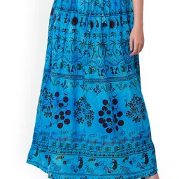 Exotic India Printed Pure Cotton Flared Maxi  Skirts-picture-57