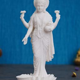 eCraftIndia White Solid Standing Goddess Laxmi Statue Showpiece-image-11