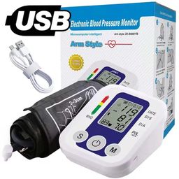accutrust Digital Blood Pressure Monitor, Upper Arm Style with LCD Display, USB Cable, WHO Indicator White Blue image 4