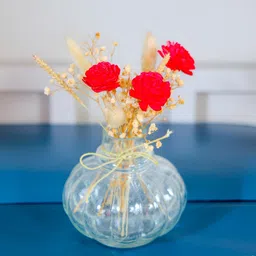 ArteCasa Transparent 3 Pieces Ranunculus Artificial Flower With Pot-image-41