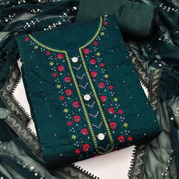 KALINI Women Green & Red Embroidered Unstitched Dress Material-28