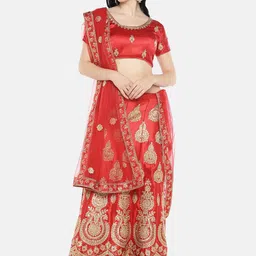 Sangria Red Embroidered Semi-Stitched Lehenga Choli-picture-35