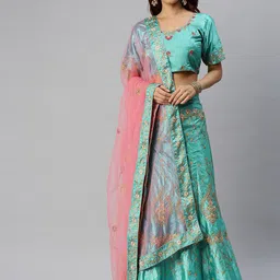 Sangria Embroidered Semi-Stitched Lehenga Choli-picture-18