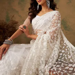 Sangria Embroidered Net Sarees-picture-24