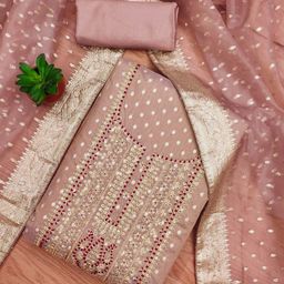 Panzora Floral Embroidered Woven Design Unstitched Dress Material-image-72