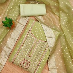Panzora Embroidered Unstitched Dress Material-image-14