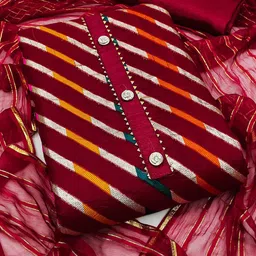 KALINI Striped Woven Design Gotta Patti Detailed Organza Unstitched Dress Material-image-47