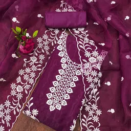 KIMISHA Embroidered Organza Unstitched Dress Material-image-32