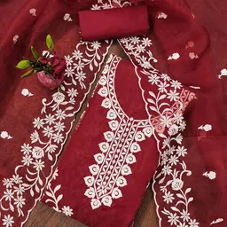 KIMISHA Embroidered Organza Unstitched Dress Material-image-34