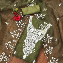 KIMISHA Embroidered Organza Unstitched Dress Material-image-39