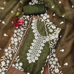 KIMISHA Embroidered Organza Unstitched Dress Material-image-31