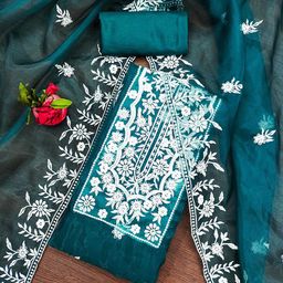 KALINI Embroidered Organza Unstitched Dress Material-image-64