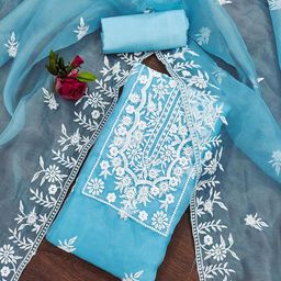 KALINI Embroidered Organza Unstitched Dress Material-image-106
