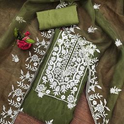 KALINI Embroidered Organza Unstitched Dress Material-image-46