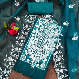 KALINI Embroidered Organza Unstitched Dress Material-image-62