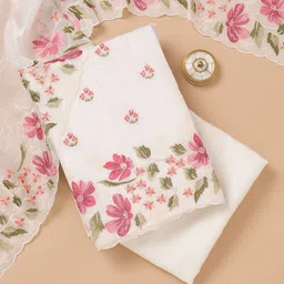 Koskii Floral Embroidered Beads and Stones Organza Unstitched Dress Material-picture-46