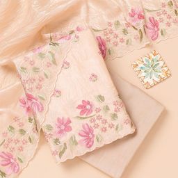 Koskii Floral Embroidered Beads and Stones Unstitched Dress Material-image-19