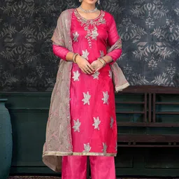 KALINI Ethnic Motifs Woven Design Sequinned Detailed Organza Unstitched Dress Material-picture-10