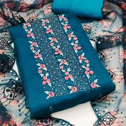 KALINI Ethnic Motifs Embroidered Sequinned Detail Unstitched Dress Material-image-88
