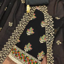 MANVAA Floral Embroidered Zari Unstitched Dress Material-image-20