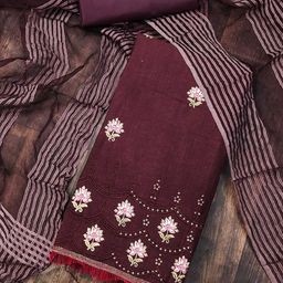 MANVAA Floral Embroidered Zari Unstitched Dress Material-image-97