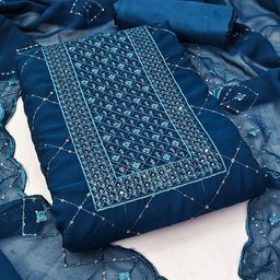MANVAA Geometric Embroidered Sequinned Unstitched Dress Material-image-60