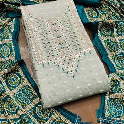MANVAA Ethnic Motifs Embroidered Sequinned Unstitched Dress Material-10