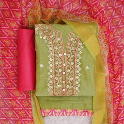 TAVAS Floral Embroidered Sequinned Unstitched Dress Material-picture-42